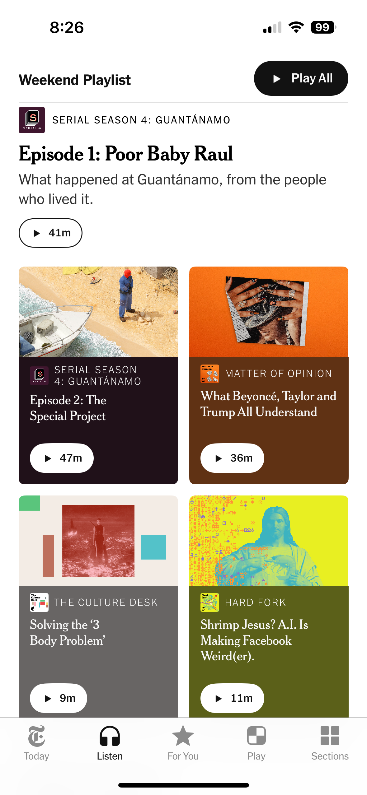 Listen tab weekend playlist