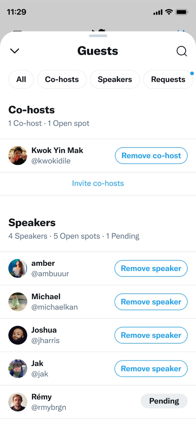 Guest list showing co-hosts and speakers