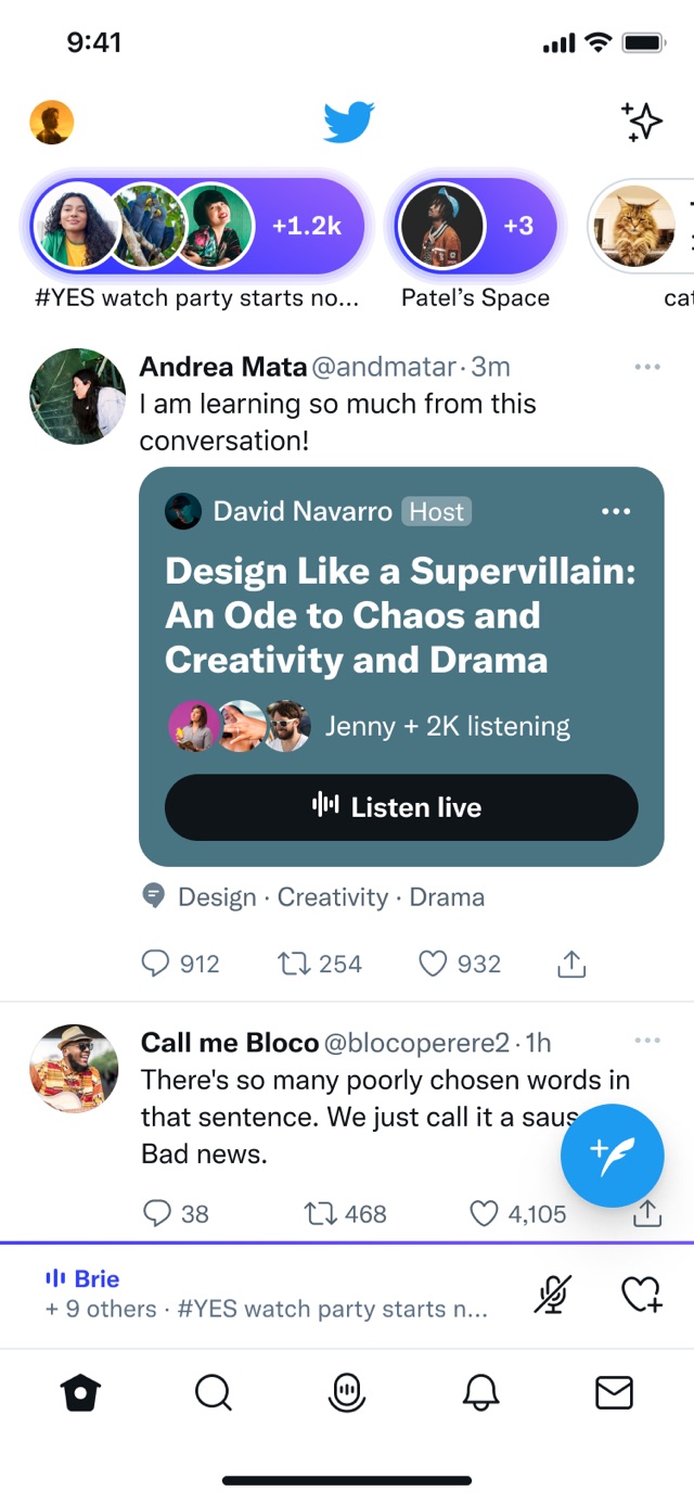 Spaces preview in the Twitter timeline