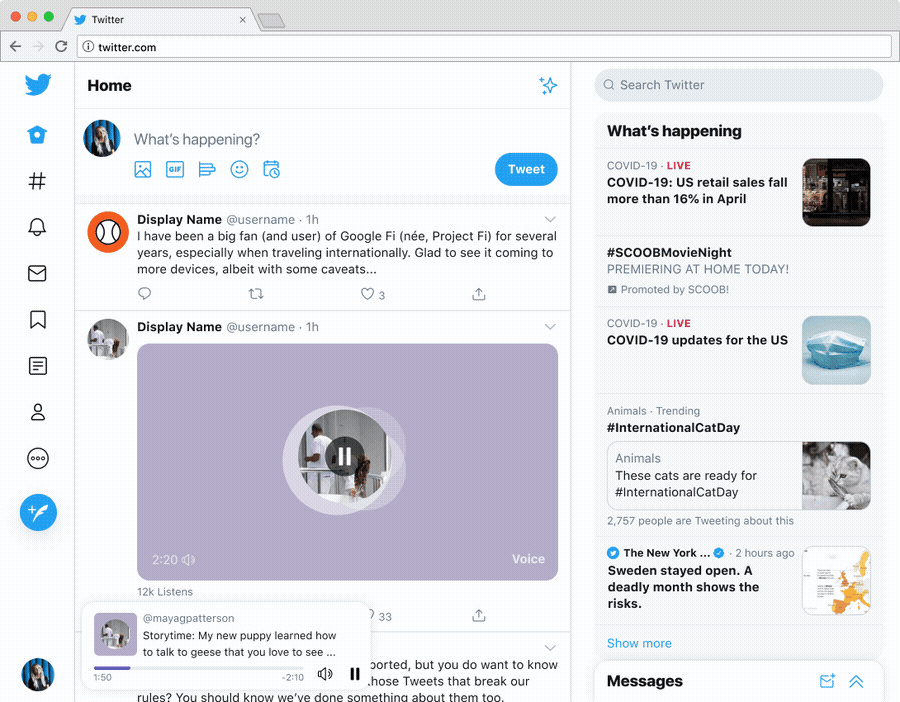 Voice Tweet playing in the web dock